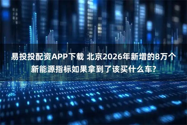 易投投配资APP下载 北京2026年新增的8万个新能源指标如果拿到了该买什么车?